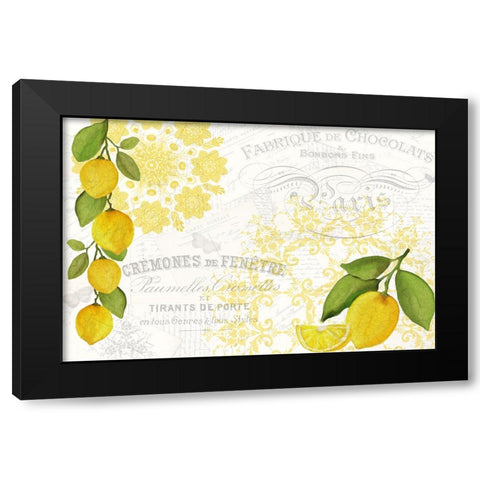 Mandala Lemon Black Modern Wood Framed Art Print by Allen, Kimberly