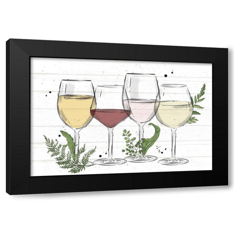 Wine Glass Ferns 1 Black Modern Wood Framed Art Print by Allen, Kimberly