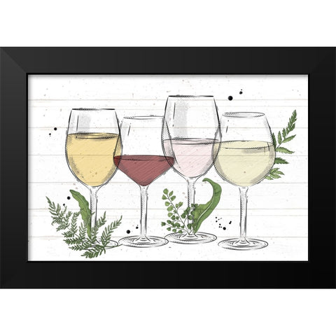 Wine Glass Ferns 1 Black Modern Wood Framed Art Print by Allen, Kimberly