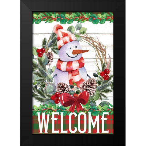 Snowman Christmas Black Modern Wood Framed Art Print by Allen, Kimberly