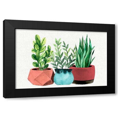 Summer Pots Black Modern Wood Framed Art Print with Double Matting by Allen, Kimberly
