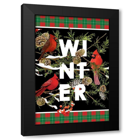 Winter Cardinals Black Modern Wood Framed Art Print by Allen, Kimberly