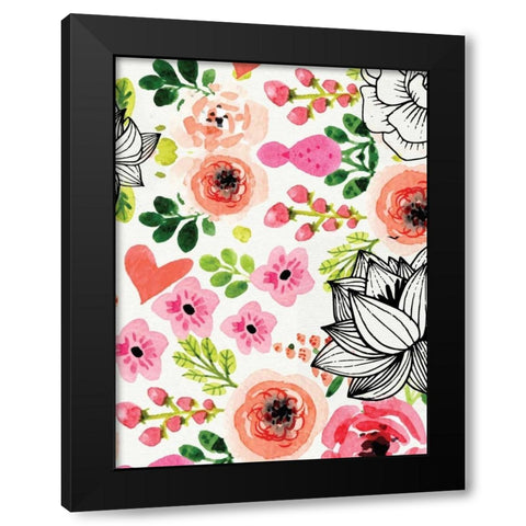 Summer Blooms Black Modern Wood Framed Art Print by Allen, Kimberly
