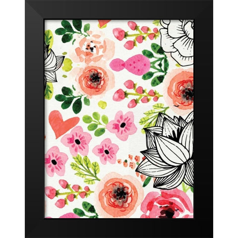 Summer Blooms Black Modern Wood Framed Art Print by Allen, Kimberly