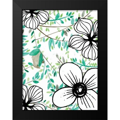 Greenery Black Modern Wood Framed Art Print by Allen, Kimberly