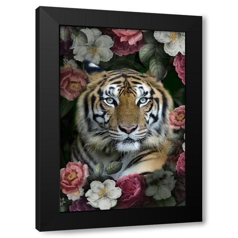 Lush Garden Tiger Black Modern Wood Framed Art Print with Double Matting by Allen, Kimberly