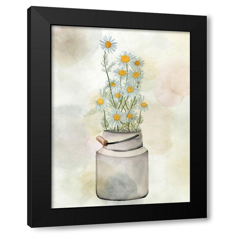 Tin Of Daisies Black Modern Wood Framed Art Print with Double Matting by Allen, Kimberly