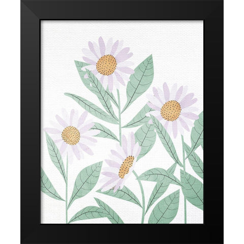Daisies Floral Black Modern Wood Framed Art Print by Allen, Kimberly
