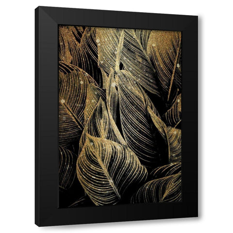 Midnight Palm Gold 1 Black Modern Wood Framed Art Print with Double Matting by Allen, Kimberly