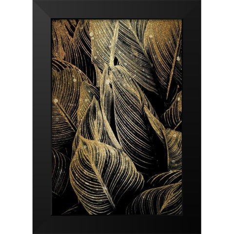 Midnight Palm Gold 1 Black Modern Wood Framed Art Print by Allen, Kimberly