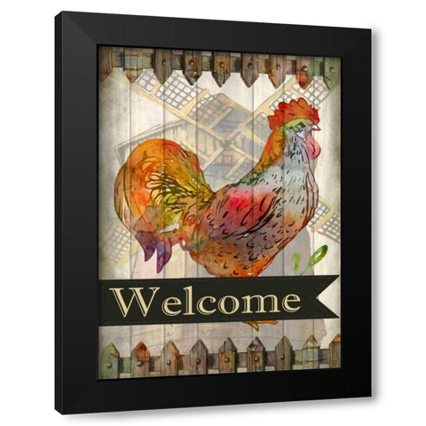 Fall Rooster Black Modern Wood Framed Art Print by Allen, Kimberly