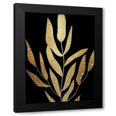 Plaster Leaves Gold 2 Black Modern Wood Framed Art Print by Kimberly, Allen