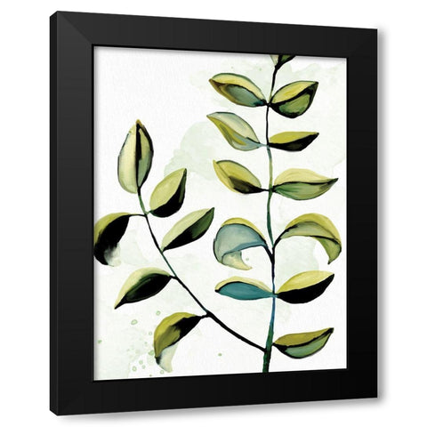 Greenery 1 Black Modern Wood Framed Art Print with Double Matting by Allen, Kimberly