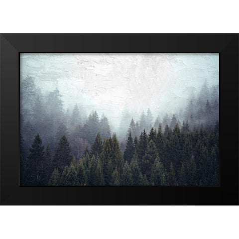 Misty Blue Black Modern Wood Framed Art Print by Allen, Kimberly