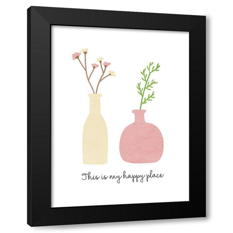 Happy Place Black Modern Wood Framed Art Print with Double Matting by Allen, Kimberly