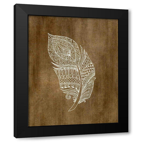 Ethnic Feather 3 Black Modern Wood Framed Art Print by Kimberly, Allen
