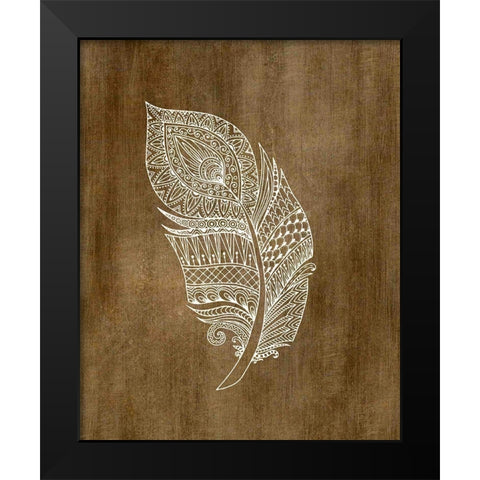 Ethnic Feather 3 Black Modern Wood Framed Art Print by Kimberly, Allen