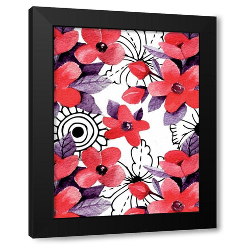 Love Floral Black Modern Wood Framed Art Print with Double Matting by Allen, Kimberly