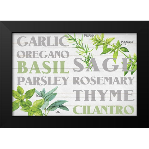 Layers Of Black And White Herbs Black Modern Wood Framed Art Print by Allen, Kimberly