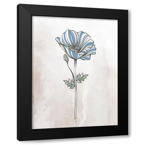 Stone Floral Blues 1 Black Modern Wood Framed Art Print by Allen, Kimberly
