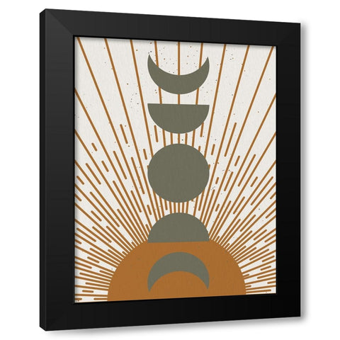 Sun And Moon Phases Black Modern Wood Framed Art Print by Allen, Kimberly