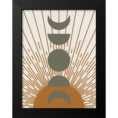 Sun And Moon Phases Black Modern Wood Framed Art Print by Allen, Kimberly