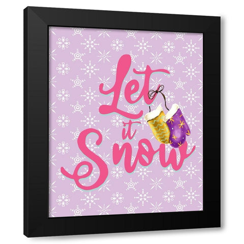 _Let It Snow Mittens Black Modern Wood Framed Art Print by Allen, Kimberly