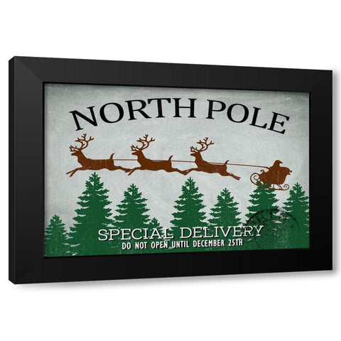 North Pole Delivery Black Modern Wood Framed Art Print with Double Matting by Allen, Kimberly