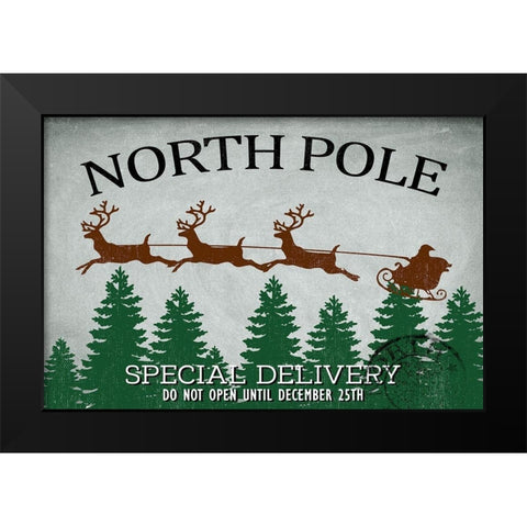 North Pole Delivery Black Modern Wood Framed Art Print by Allen, Kimberly