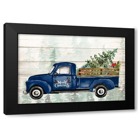 Navy Christmas Truck Black Modern Wood Framed Art Print by Allen, Kimberly