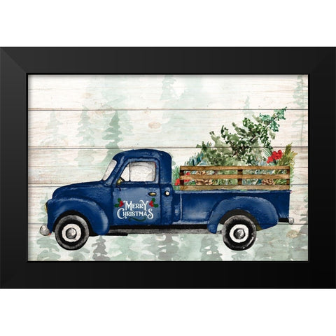 Navy Christmas Truck Black Modern Wood Framed Art Print by Allen, Kimberly