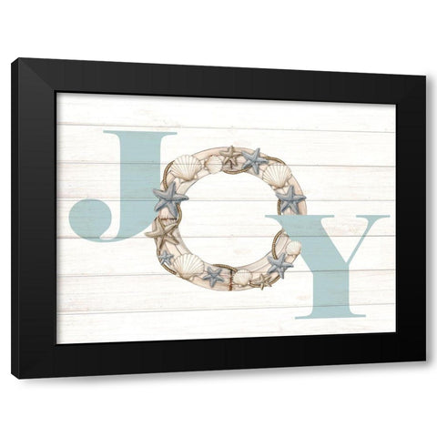 Joy Seashell Wreath Black Modern Wood Framed Art Print by Allen, Kimberly