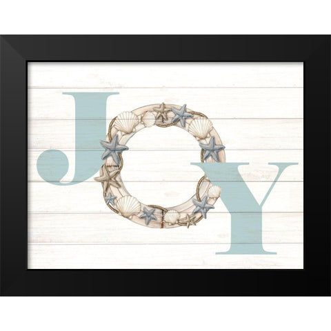 Joy Seashell Wreath Black Modern Wood Framed Art Print by Allen, Kimberly