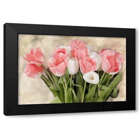 Pink And White Tulips Black Modern Wood Framed Art Print with Double Matting by Allen, Kimberly