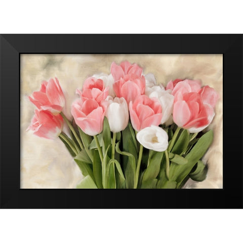 Pink And White Tulips Black Modern Wood Framed Art Print by Allen, Kimberly