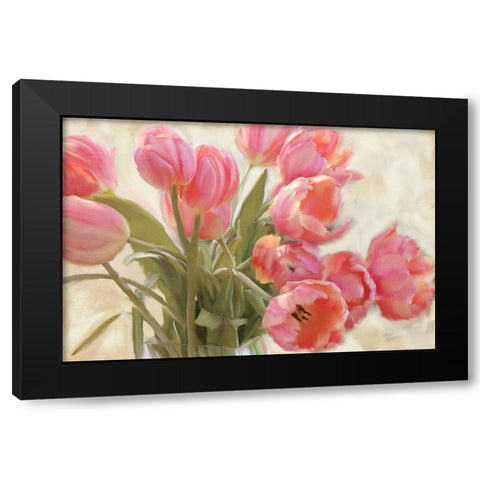 Vase of Tulips Black Modern Wood Framed Art Print with Double Matting by Allen, Kimberly