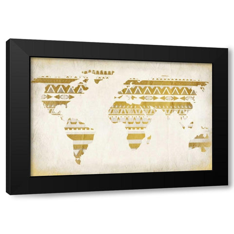 Patterned Map Black Modern Wood Framed Art Print with Double Matting by Allen, Kimberly