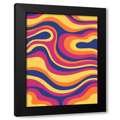 Groovy Swirl Black Modern Wood Framed Art Print by Allen, Kimberly