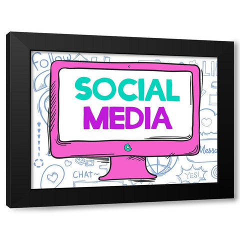 Social Media Black Modern Wood Framed Art Print by Allen, Kimberly