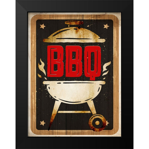 BBQ Grill Black Modern Wood Framed Art Print by Allen, Kimberly