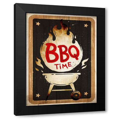 BBQ Time Black Modern Wood Framed Art Print by Allen, Kimberly