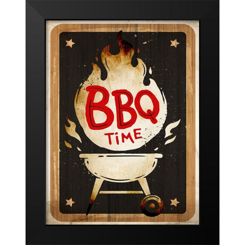 BBQ Time Black Modern Wood Framed Art Print by Allen, Kimberly
