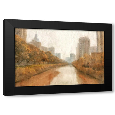 Autumn In The City Black Modern Wood Framed Art Print with Double Matting by Allen, Kimberly