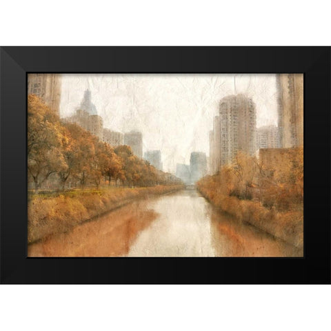 Autumn In The City Black Modern Wood Framed Art Print by Allen, Kimberly