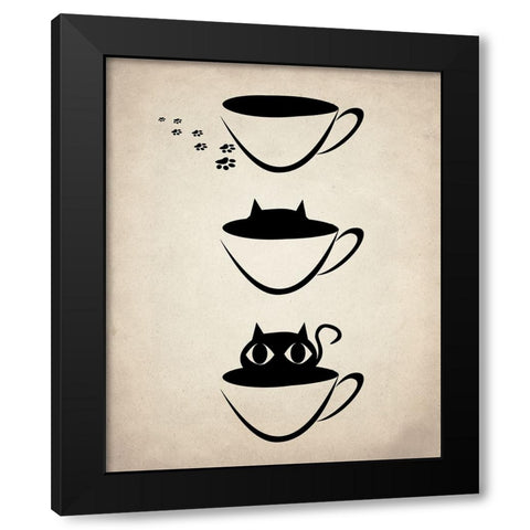 Cat Cup Black Modern Wood Framed Art Print with Double Matting by Allen, Kimberly