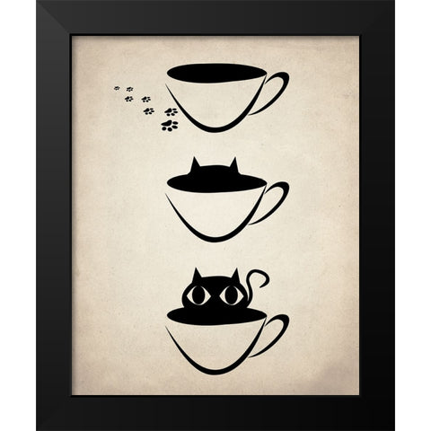 Cat Cup Black Modern Wood Framed Art Print by Allen, Kimberly