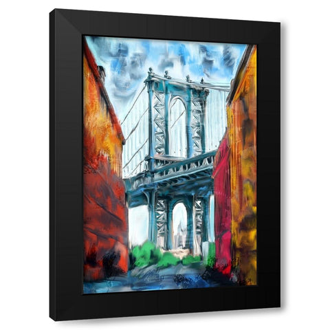 Brooklyn Bridge Black Modern Wood Framed Art Print by Allen, Kimberly