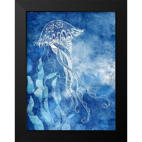 White Sea Creatures 1 Black Modern Wood Framed Art Print by Allen, Kimberly