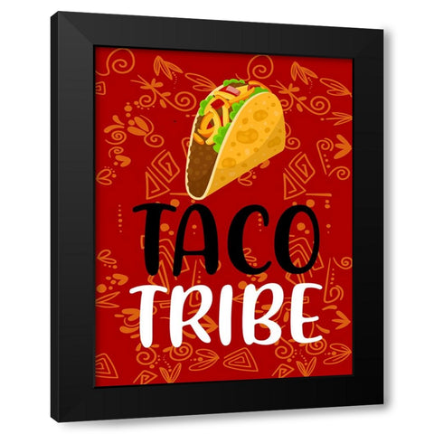 Taco Tribe Black Modern Wood Framed Art Print with Double Matting by Allen, Kimberly