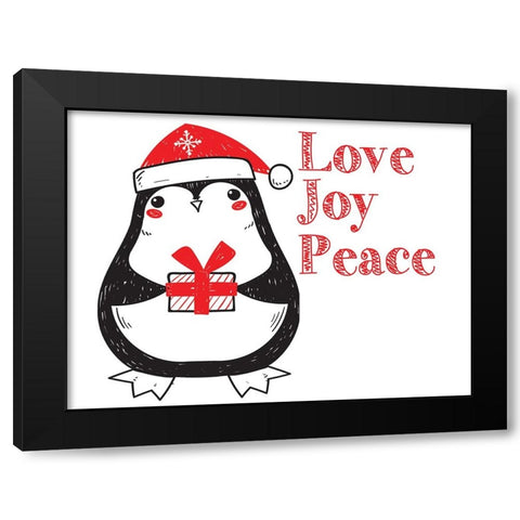 Penguin Christmas 3 Black Modern Wood Framed Art Print with Double Matting by Allen, Kimberly